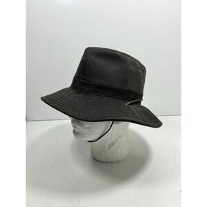 Dorfman Pacific Outback Brown Weathered Indiana Jones Distressed Hat Sz M